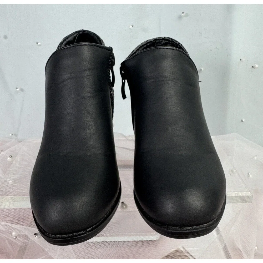 Bumble & Birdie Toddler Girls Ankle Boots Sz 8 Glittler Black Sparkle‎